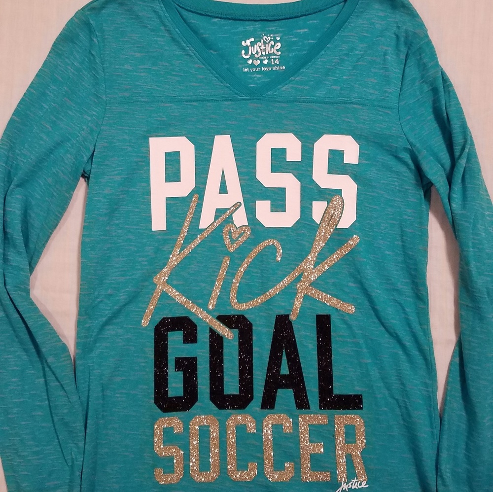 Girls Justice Soccer Shirt Top Size 14